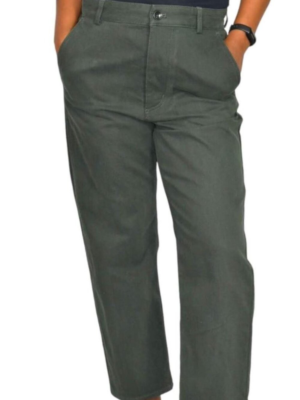 COS Olive Green Trousers High Waist Button Fly